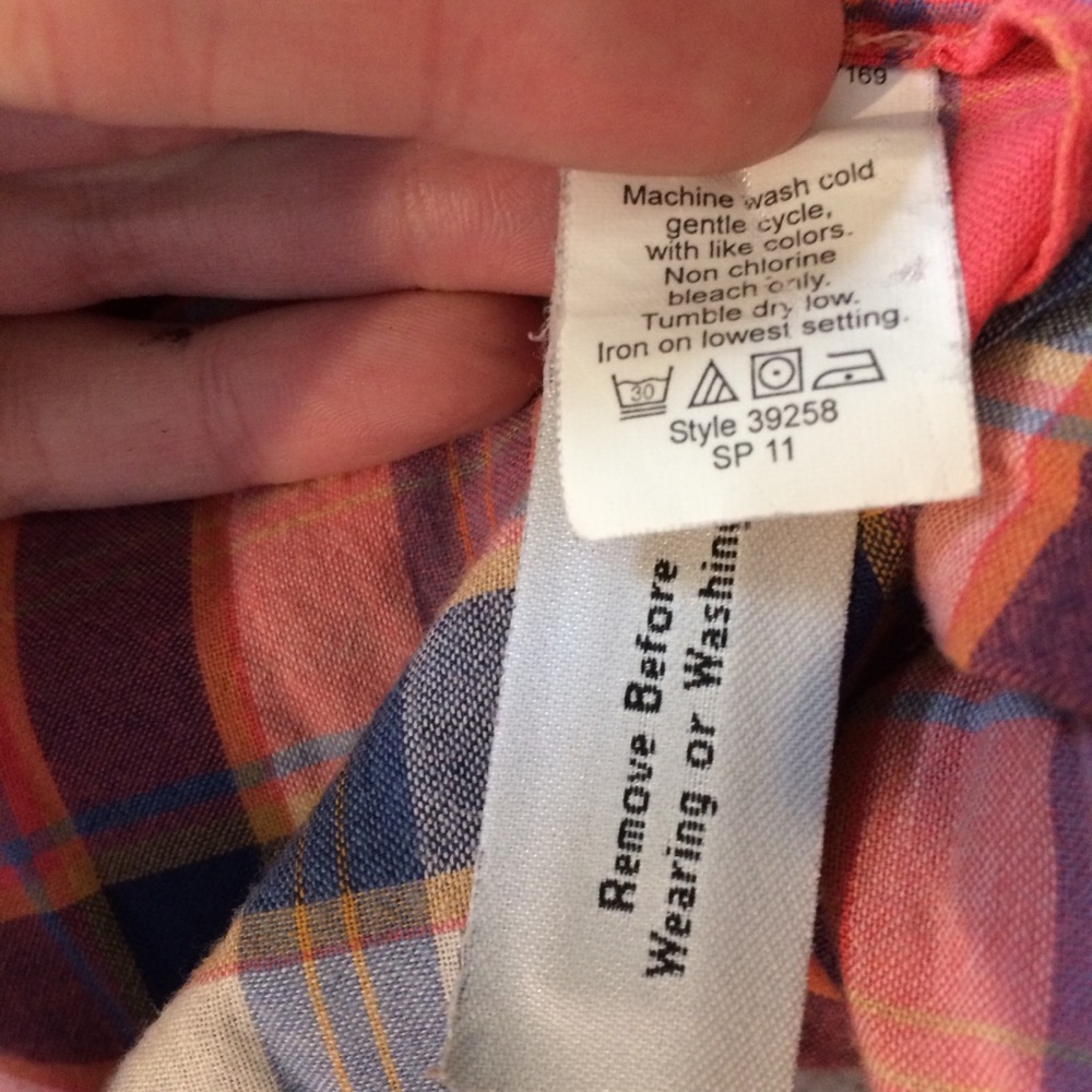 sale J.crew sz xs salmon/blu plaid blouse - Picture 6 of 6